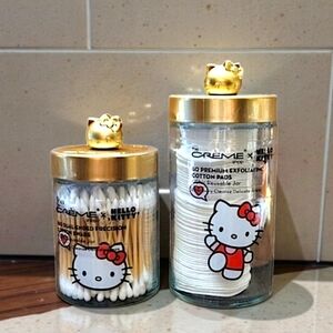 Hello Kitty Reusable Cotton Pads & Swabs Jar Set